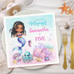 Servilleta De Papel Afro mermaid Birthday Party - Under the Sea Splish<br><div class="desc">Add a special touch to your table with these enchanting "paper napkins". Featuring a beautiful Afro Baby Mermaid, a cute turquoise octopus, and colorful sea creatures, they're the perfect combination of magic and fantasy. Ideal for a "Let's Be Mermaids" birthday party, a tropical ocean-themed party, an Under the Sea Mermaid...</div>