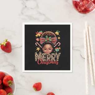Servilleta De Papel Afroamericana Navidad Moño Despeinado Mamá Negra
