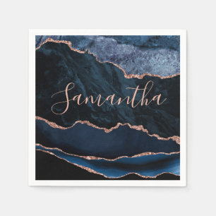 Servilleta De Papel Agante de mármol Purpurina de oro azul y falso Ros