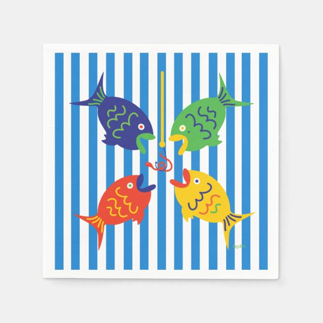 Servilleta De Papel Agarrado al pescado (Anverso)