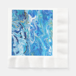 Servilleta De Papel Ágata loca elegante 6 del cordón - azul de océa