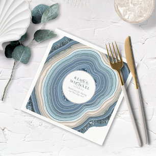 Servilleta De Papel Agate Geode Purpurina Boda Dusty Blue V2 ID647