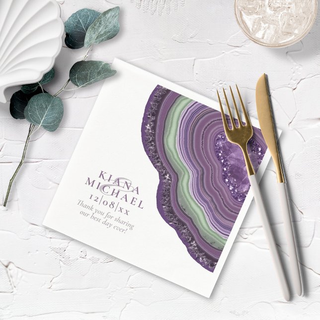 Servilleta De Papel Agate Geode Purpurina Boda Violet ID647 (Subido por el creador)