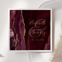 Agate Geode Script Burgundy Gold Boda