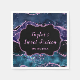 Servilleta De Papel Agato marino azul y morado dulce dieciséis