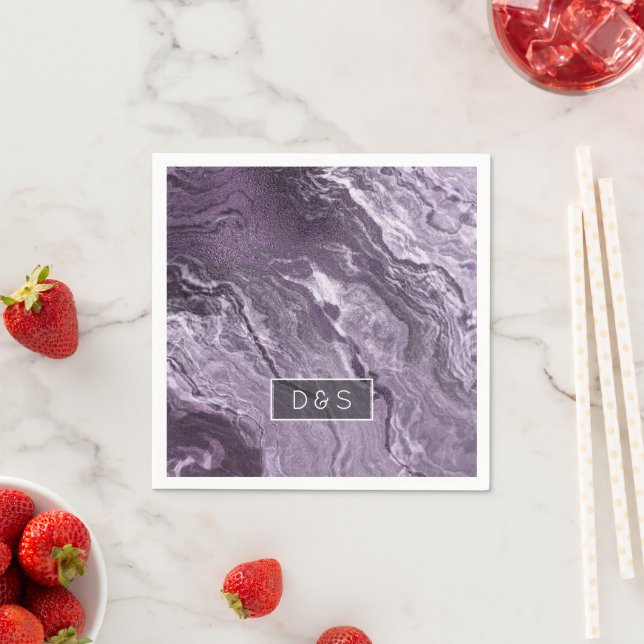 Servilleta De Papel Agato morado cristalizado | Monograma de Mármol Mo (In situ)
