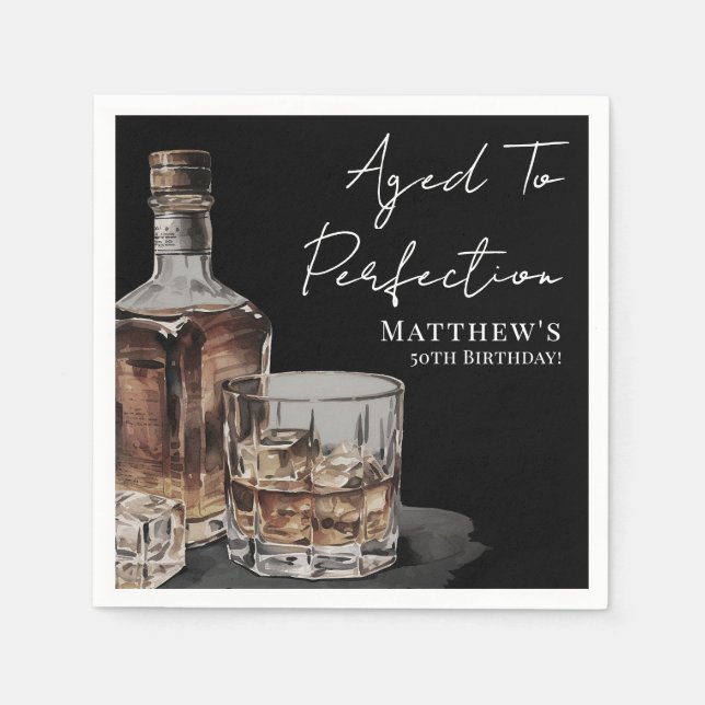 Servilleta De Papel Aged To Perfection Birthday Party (Anverso)