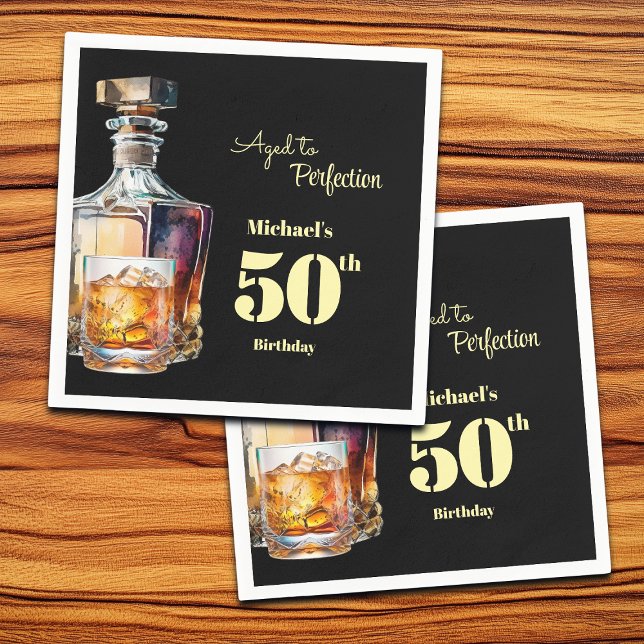 Servilleta De Papel Aged to Perfection Men's 50th Whiskey Birthday  (Subido por el creador)