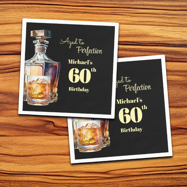 Servilleta De Papel Aged to Perfection Men's 60th Whiskey Birthday  (Subido por el creador)