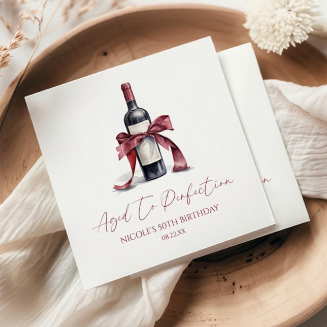 Servilleta De Papel Aged To Perfection Red Wine Bow Birthday Party (Subido por el creador)