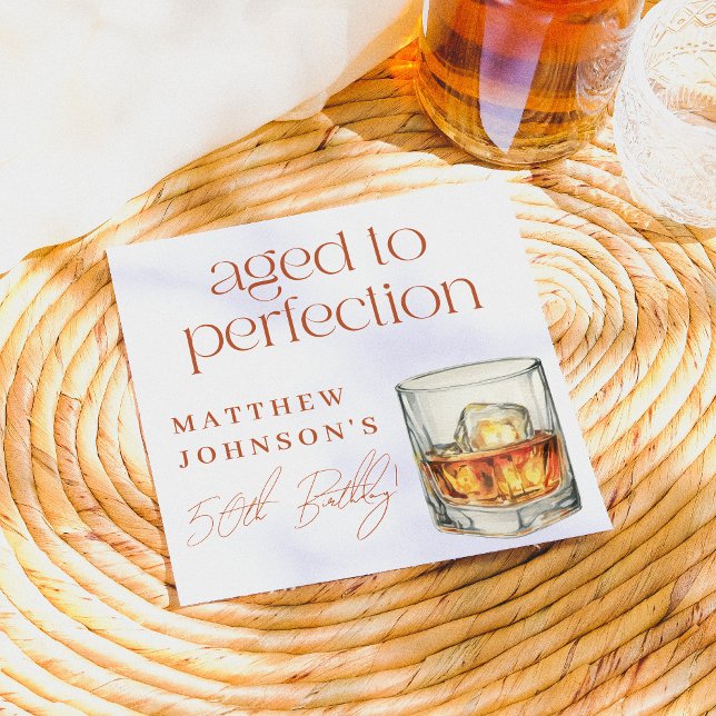 Servilleta De Papel Aged to Perfection Whiskey Birthday (Paper Napkin Mock-up)
