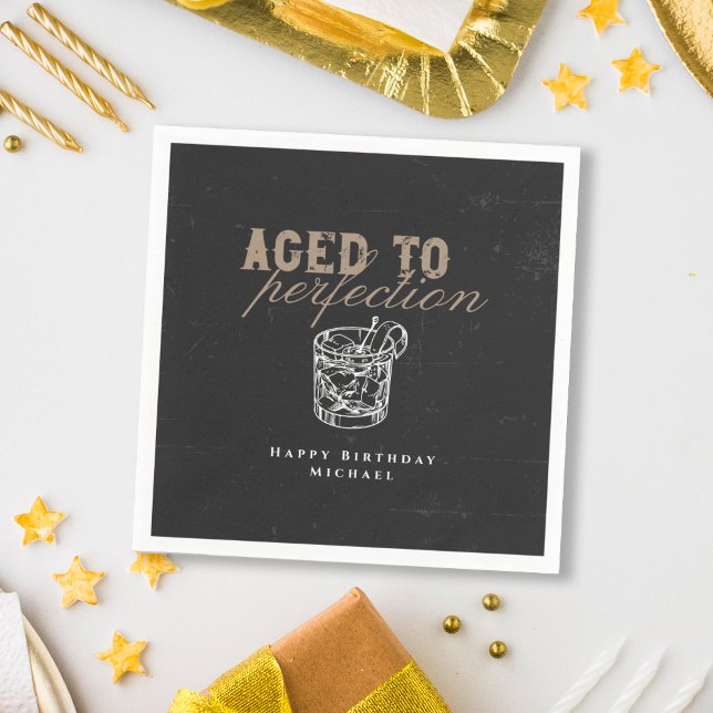 Servilleta De Papel Aged to Perfection Whiskey Birthday Party (Subido por el creador)
