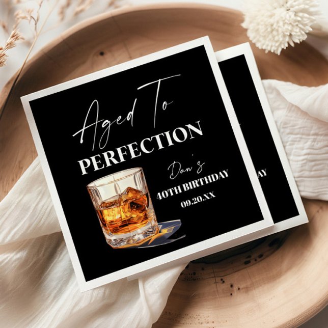 Servilleta De Papel Aged To Perfection Whisky Glass Birthday Party (Subido por el creador)