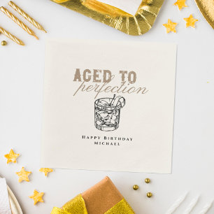 Servilleta De Papel Aged to Perfection White Whiskey Birthday Party
