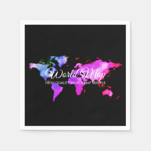 Servilleta De Papel Agente de viajes Mapa Globo Black Pink