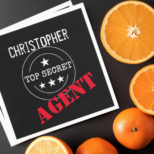 Servilleta De Papel Agente Secreto Personalizado Niños Fiesta de Cumpl