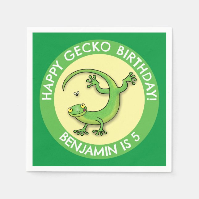 Servilleta De Papel Agradable personalizado de gecko verde personaliza (Anverso)