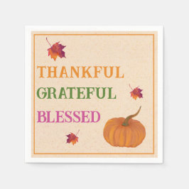 Servilleta De Papel Agradecidas y agradecidas hojas de calabaza bendit