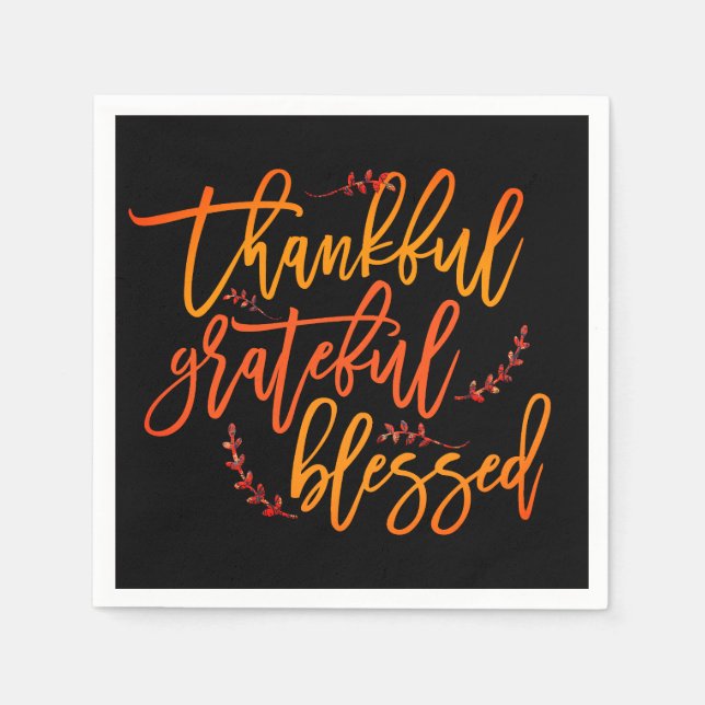 Servilleta De Papel Agradecido Agradecimiento Bendición Cita Acción de (Anverso)