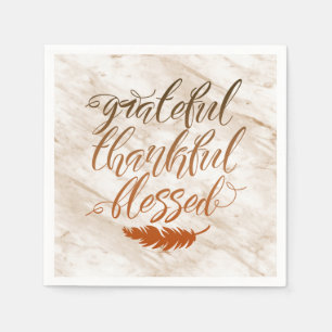 Servilleta De Papel Agradecido Feather Blessn Modern Marble