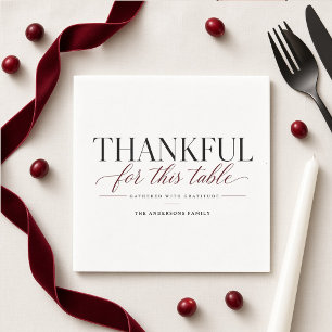 Servilleta De Papel Agradecido por Esta Mesa Personalizada Burgundy