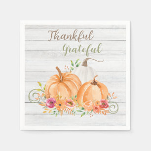 Servilleta De Papel Agradecimiento   Acuarela de calabaza otoñal