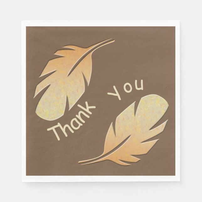 Servilleta De Papel Agradecimiento Comal Brown Feather Design (Anverso)