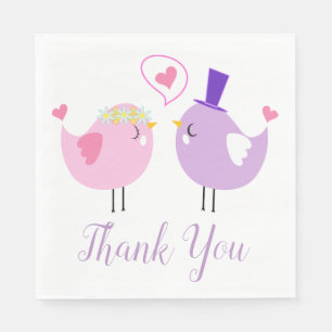 Servilleta De Papel Agradecimiento de boda de pájaros de amor rosados