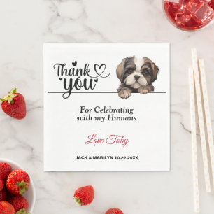 Servilleta De Papel Agradecimiento de boda de Shih Tzu