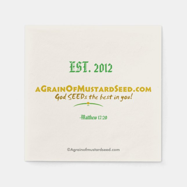 Servilleta De Papel Agrainofmustardseed.com EST 2012 (Anverso)