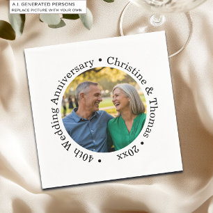 Servilleta De Papel Agrega tu propia foto de pareja 40º aniversario de