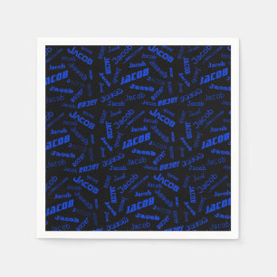 Servilleta De Papel Agregar cualquier nombre o palabra Azul y negro