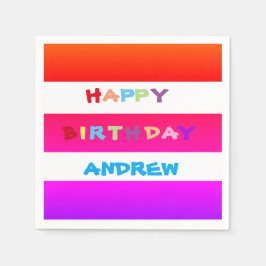 Servilleta De Papel AGREGAR NOMBRE PROPIO Cóctel Happy Birthday Paper 