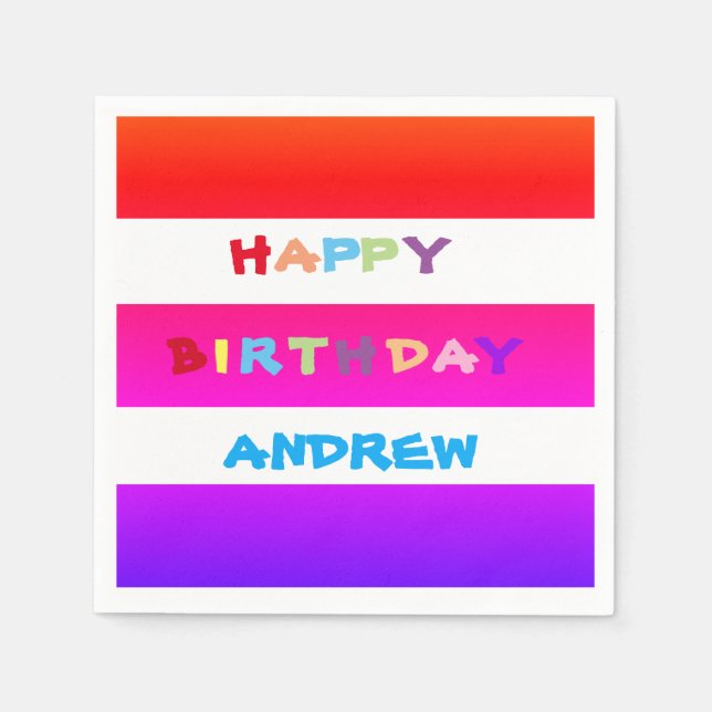 Servilleta De Papel AGREGAR NOMBRE PROPIO Cóctel Happy Birthday Paper  (Anverso)