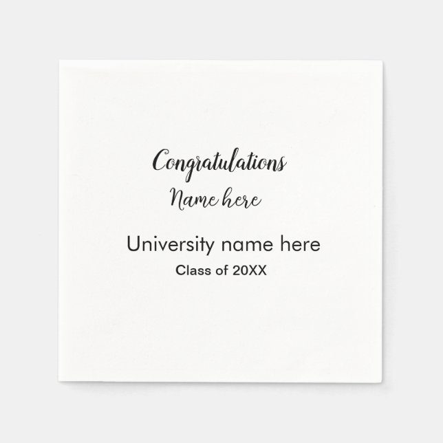 Servilleta De Papel agregar texto simple graduado agregar nombre escol (Anverso)