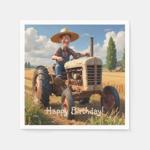 Servilleta De Papel Agricultor En Tractor