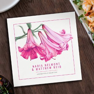 Servilleta De Papel Agua de flor de lirio rosa boda acuarela