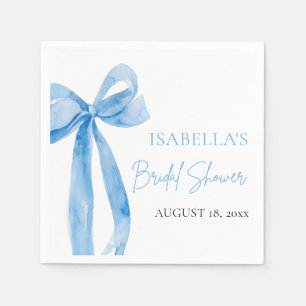 Servilleta De Papel Agua Elegante Dusty Blue Bow Bridal Shower