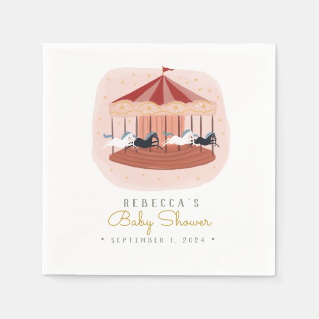 Servilleta De Papel Agua rosa Carrustica ducha para bebés servilletas (Anverso)