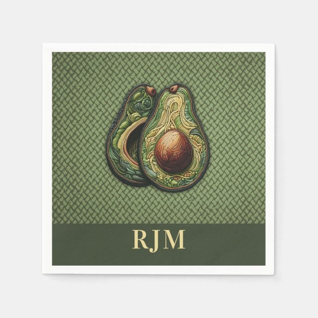 Servilleta De Papel Aguacate Lover Faux Embroidery (Anverso)