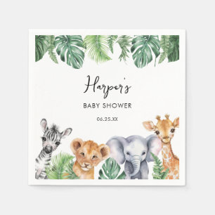 Servilleta De Papel Aguada de Acuarela Pequeño Salvaje Safari Baby Sho