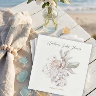 Servilleta De Papel Aguadas Costeras Conchas y Floral Baby Shower