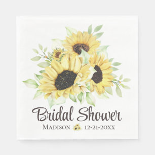 Servilleta De Papel Aguamarina Aquarela Girasol Amarillo Despedida de