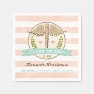 Servilleta De Papel Aguamarina y graduación coralina de la enfermera