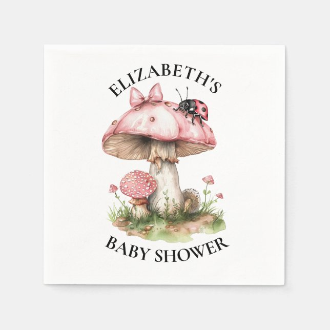 Servilleta De Papel Aguamaris de Mariquita Acuarela para Baby Shower  (Anverso)