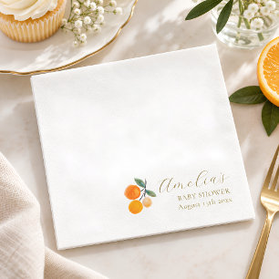 Servilleta De Papel Aguarela Naranja Cítrico Baby Shower Personalizado