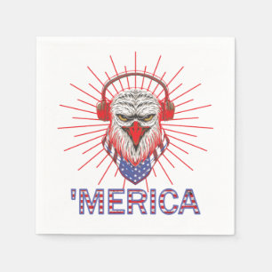Servilleta De Papel Águila Americana Con Auriculares
