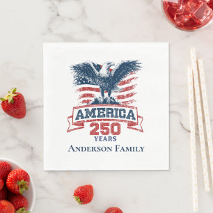 Servilleta De Papel Águila Americana Patriótica Feliz 250 Aniversario
