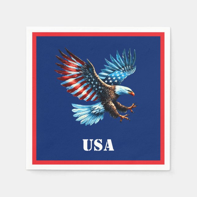 Servilleta De Papel Águila blanca roja del águila estadounidense patri (Anverso)