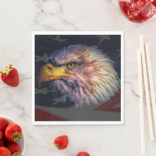Servilleta De Papel Águila calva americana con bandera